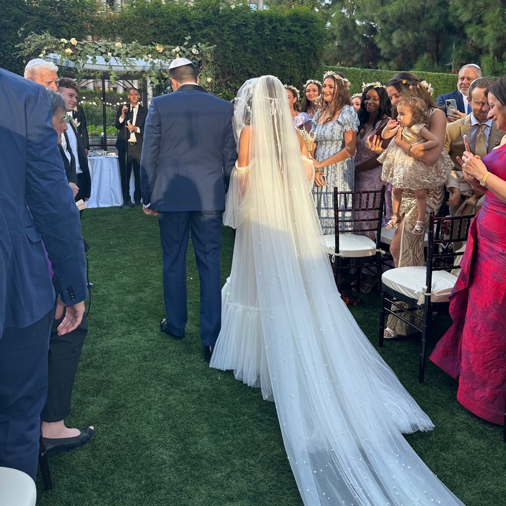 Ivory Wide Pearl Cathedral Veil